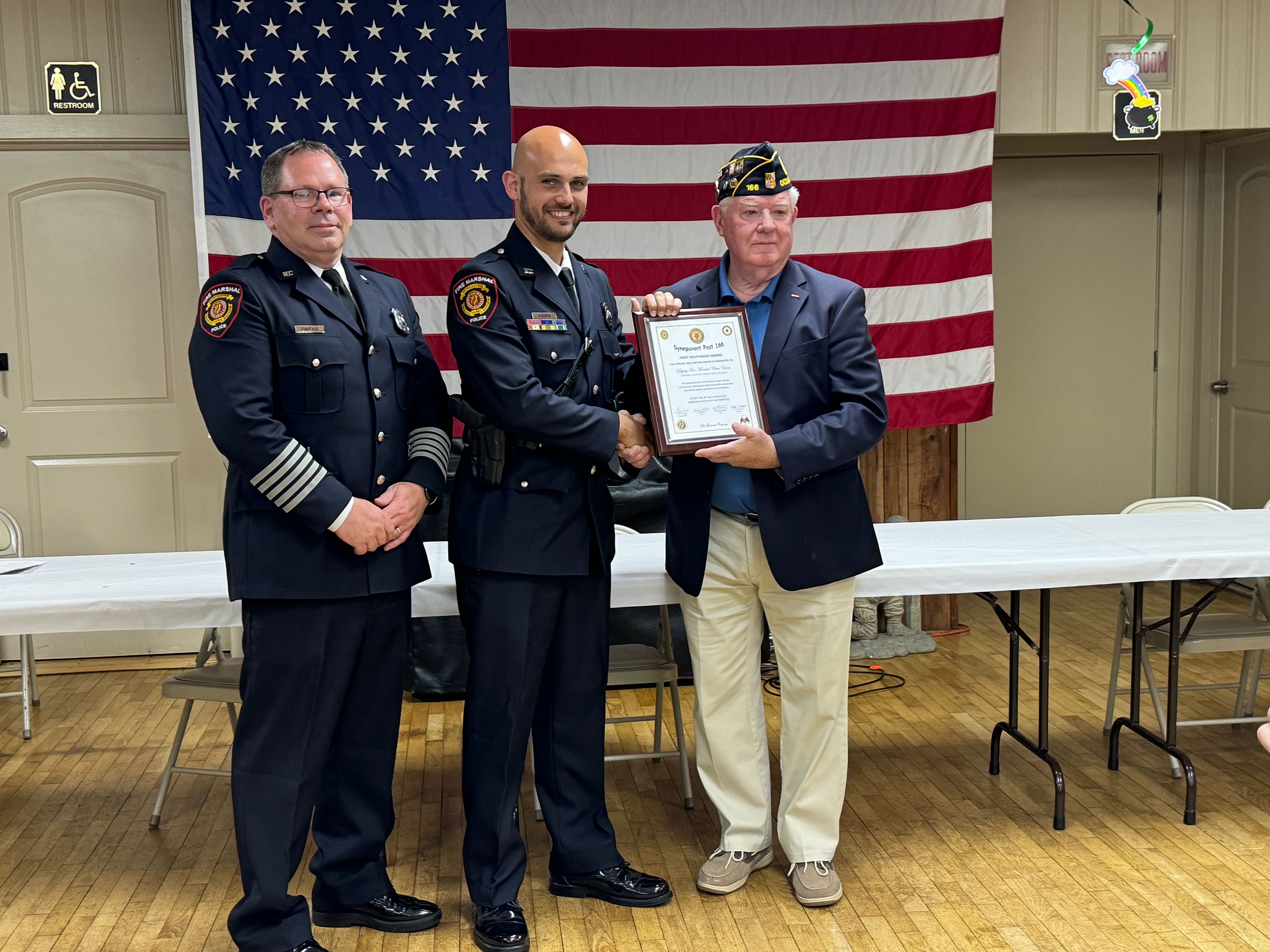 Deputy Christopher Vieira recognized with an award at the American Legion Post 166 in Ocean City Maryland