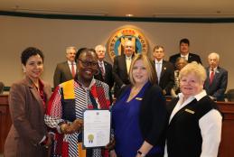County Commissioners present a proclamation recognizing March as Women’s History Month to Commission for Women